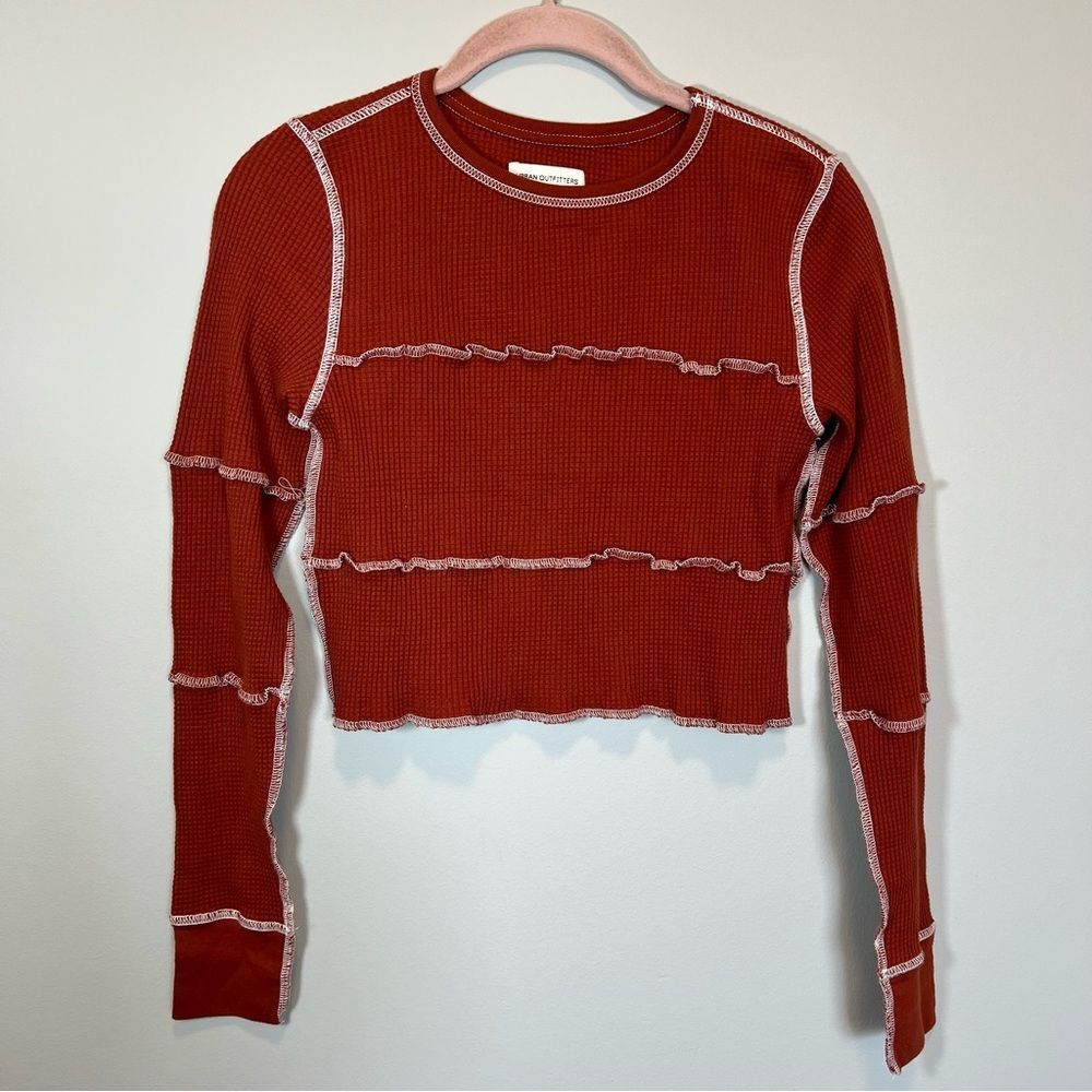 Urban Outfitters Women’s Rust Red‎ Thermal Long Sleeve Crop Top Small